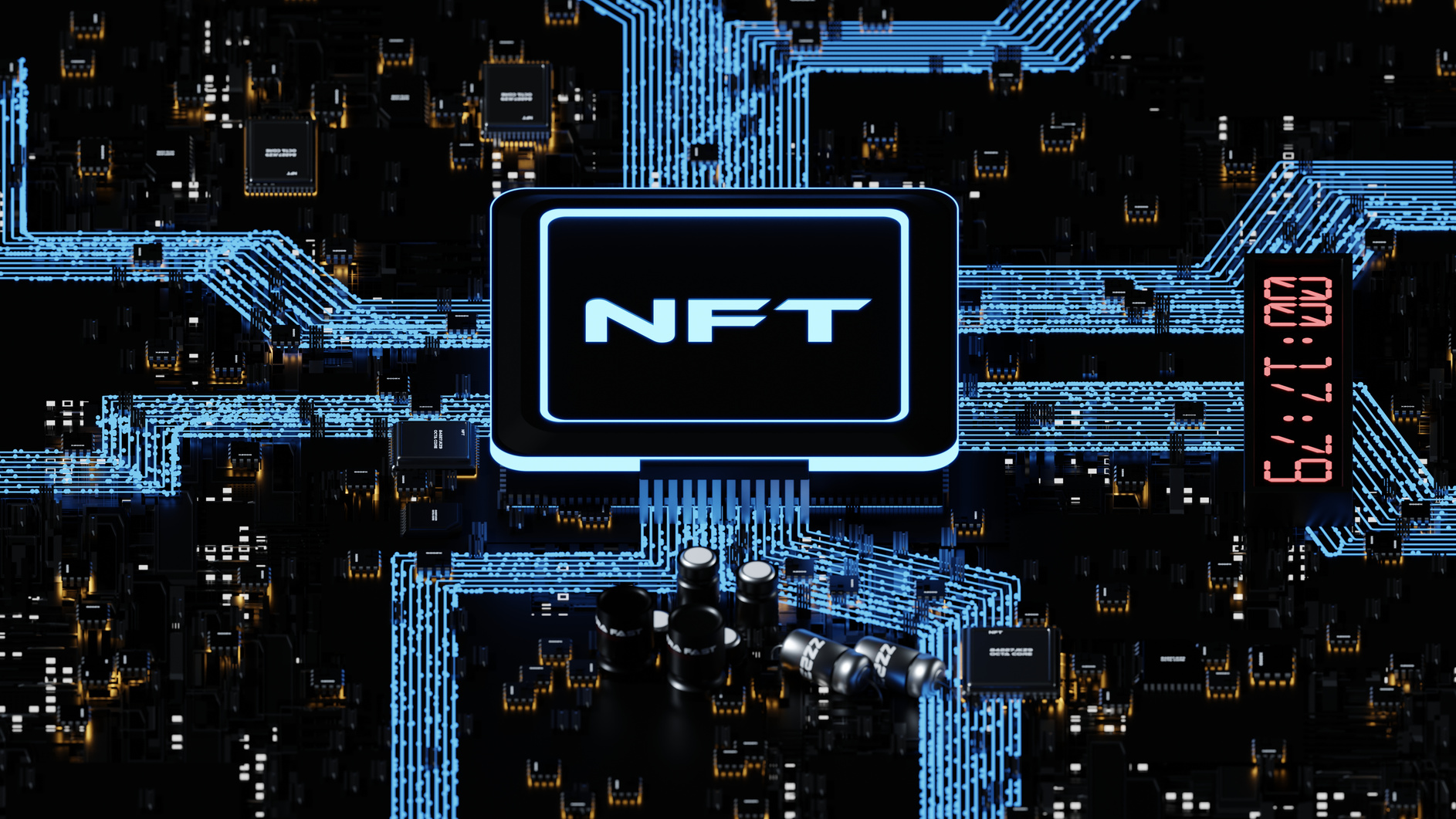 Blue Backlit NFT Blockchain Concept